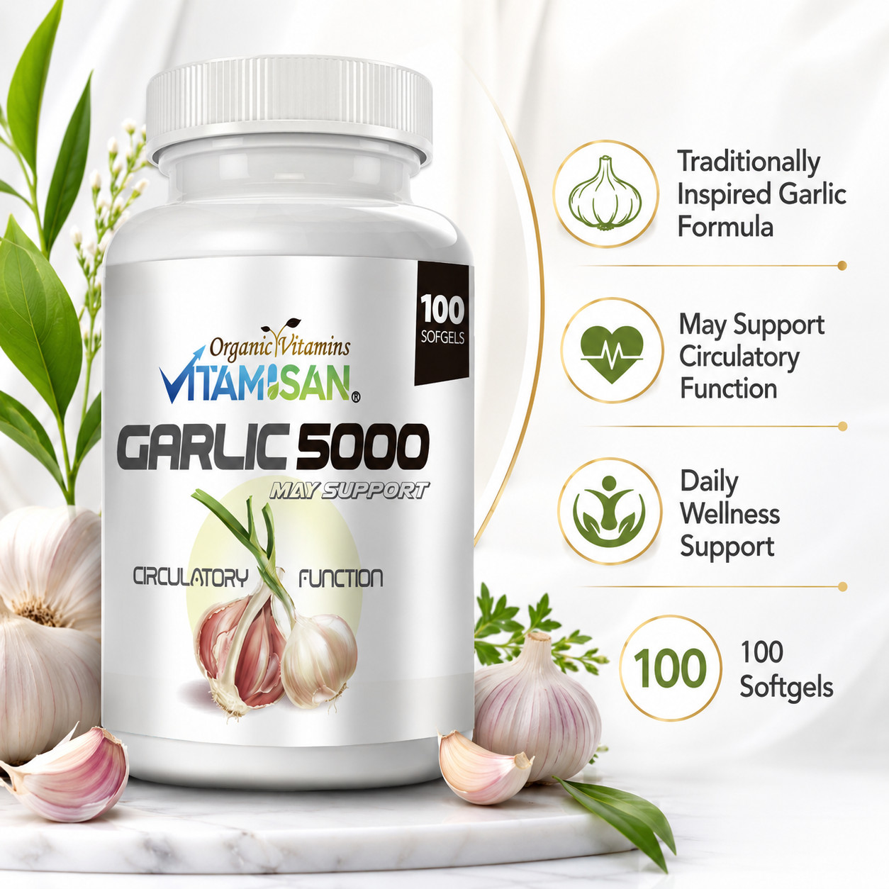 2 Garlic Fresh Extract 5000 mg Cholesterol Health supp 200 Antioxidant Pills gel