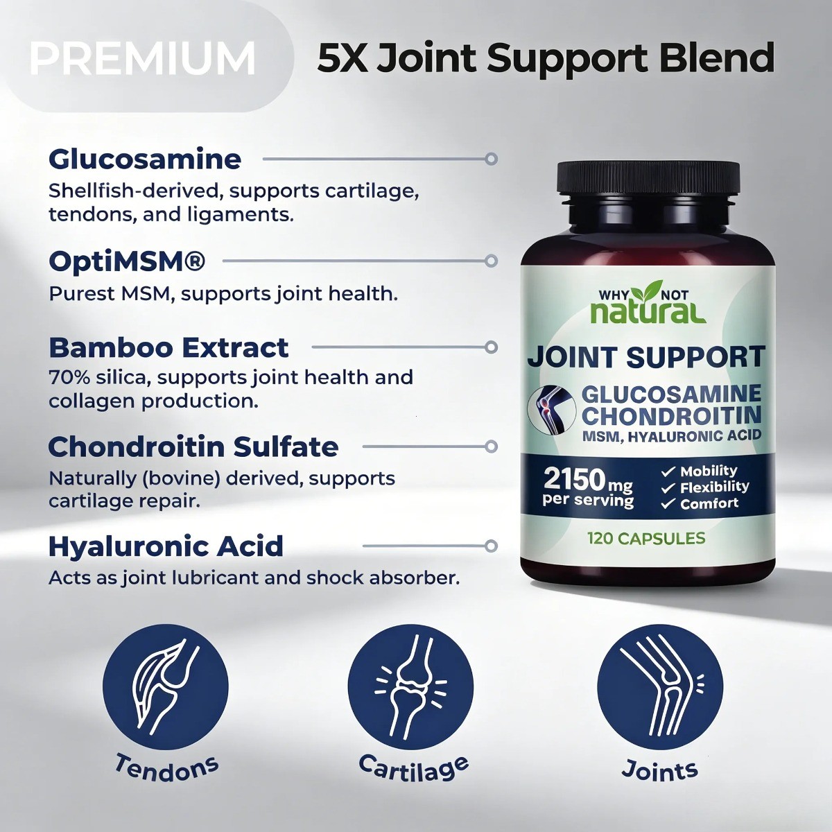 Why Not Natural Glucosamine Chondroitin MSM–Joint Support for Mobility & Comfort