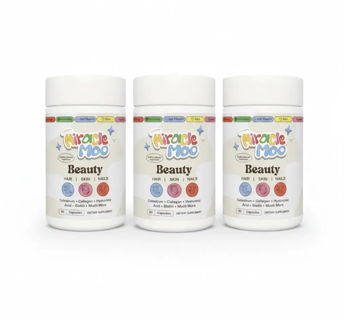 3 Pack Miracle Moo Beauty | Colostrum, Collagen, Hyaluronic Acid, Biotin