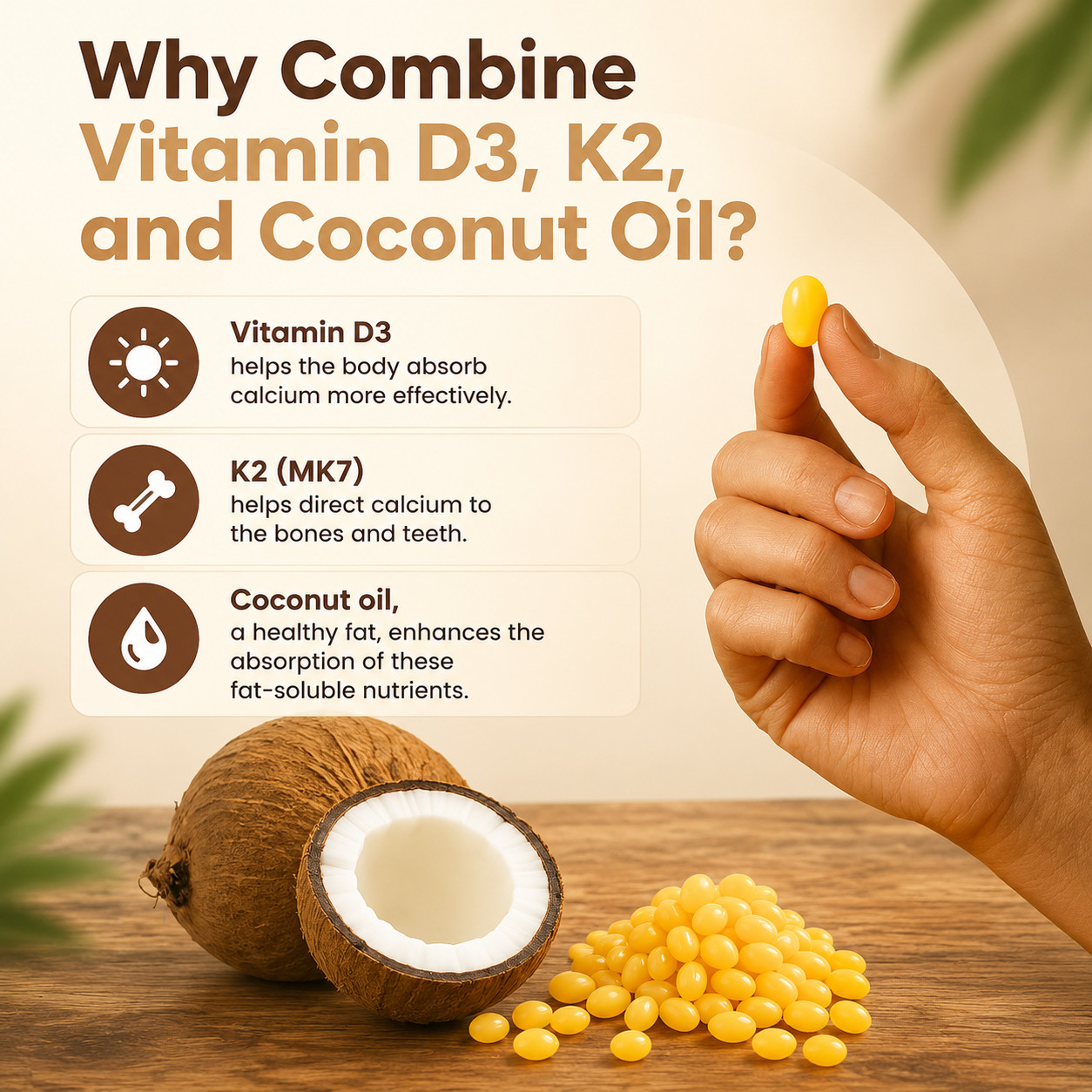 VEV Vitamin D3 10000IU K2 MK7 200mcg Coconut Oil Bone Immune Support 300 Count