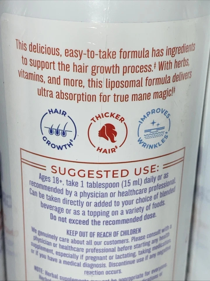 3 New Bottles Mary Ruth’s Hair Growth Max Liposomal Almond Cookie 15.22 floz Lot