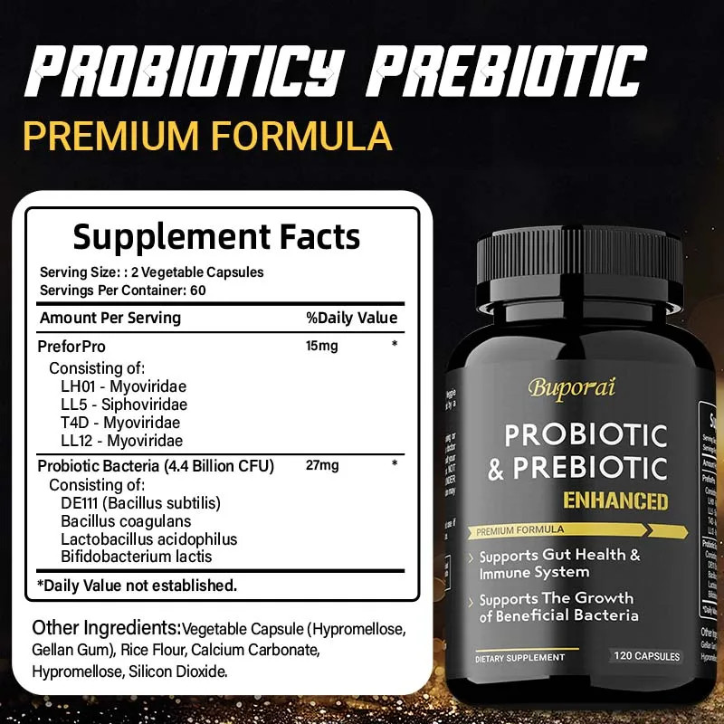 Probiotics & Prebiotics 120pcs – Balance Stomach Acid, Digestion and Gut Health