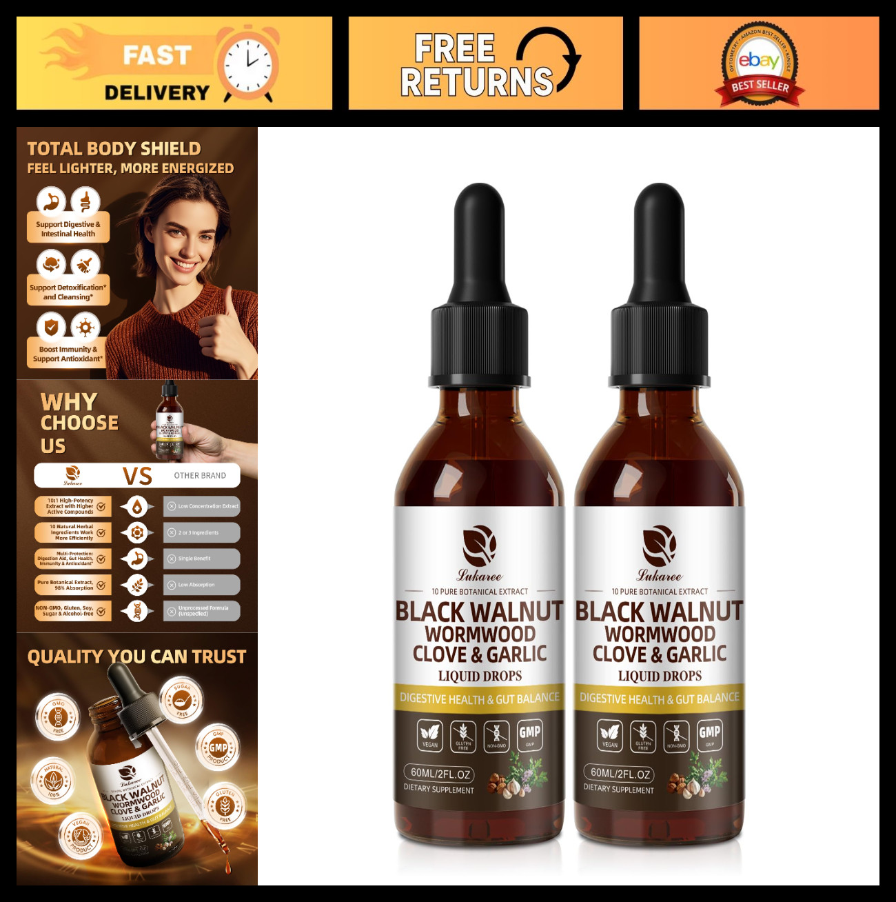 Gut Detox Tincture – Wormwood, Black Walnut, Clove, Garlic & Pumpkin Seeds, 10:1