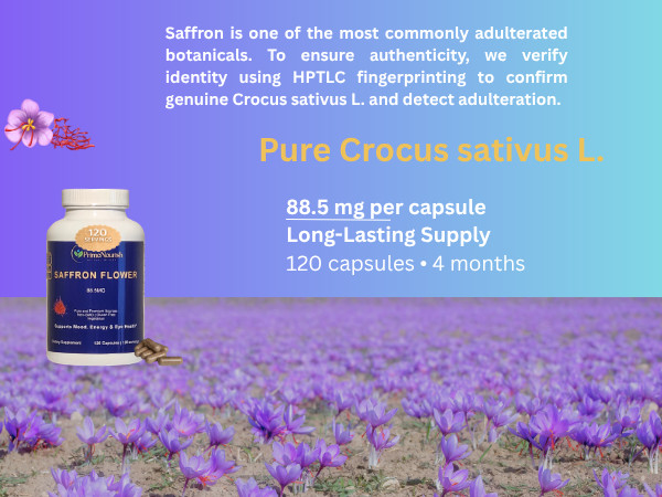 PrimoNourish Saffron Extract Supplement for Mood & Focus, 120 Capsules