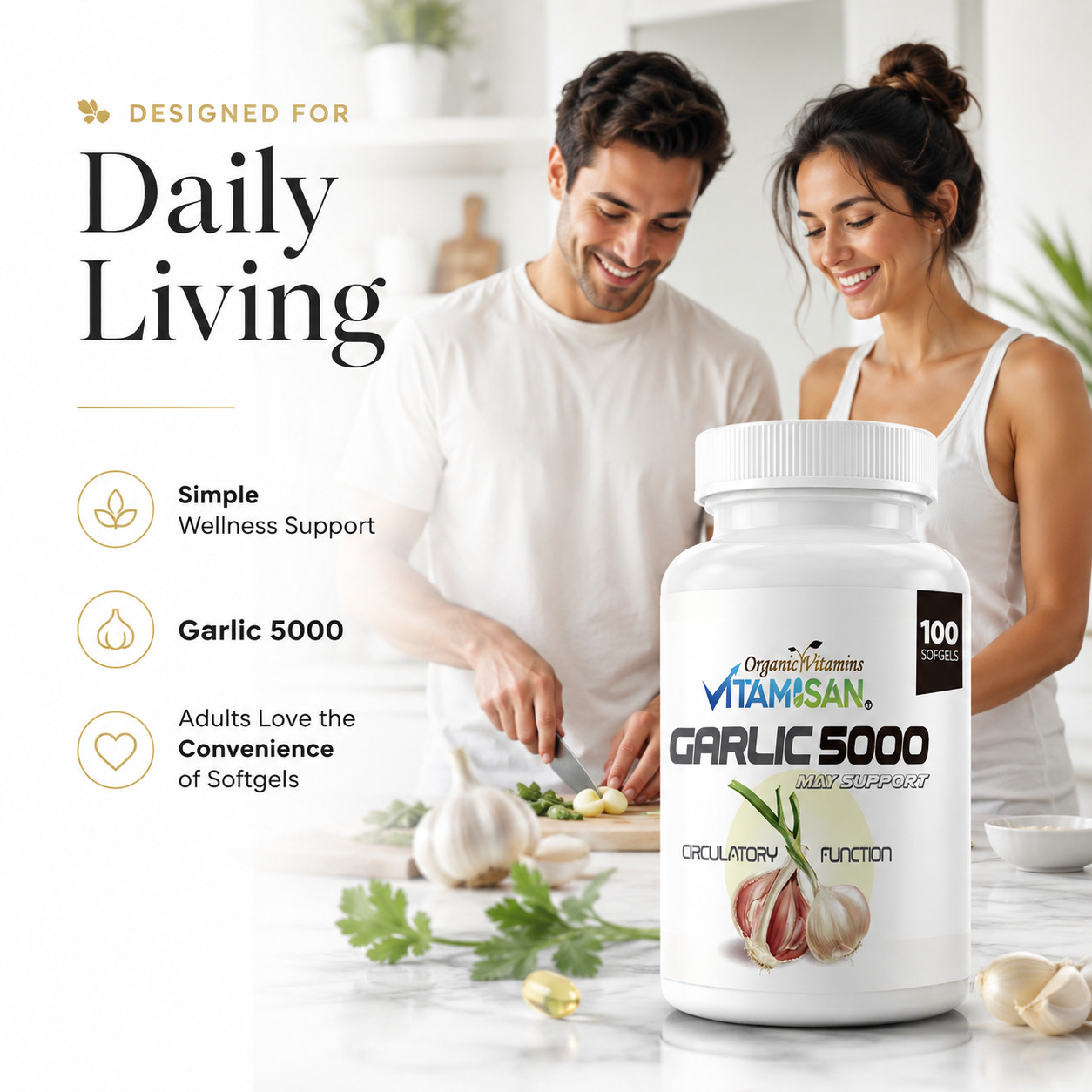 2 Garlic Fresh Extract 5000 mg Cholesterol Health supp 200 Antioxidant Pills gel