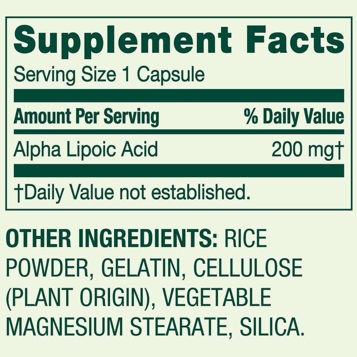 Spring Valley Alpha Lipoic Acid 200 mg Capsules, 100 Count