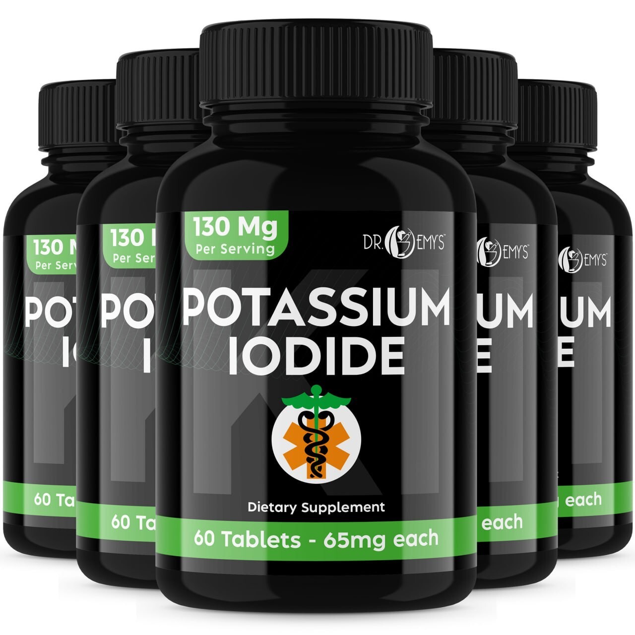 (5PK) – Potassium + Iodide Pills Tablets☆130 mg Supplement☆Survival Kit Fallout
