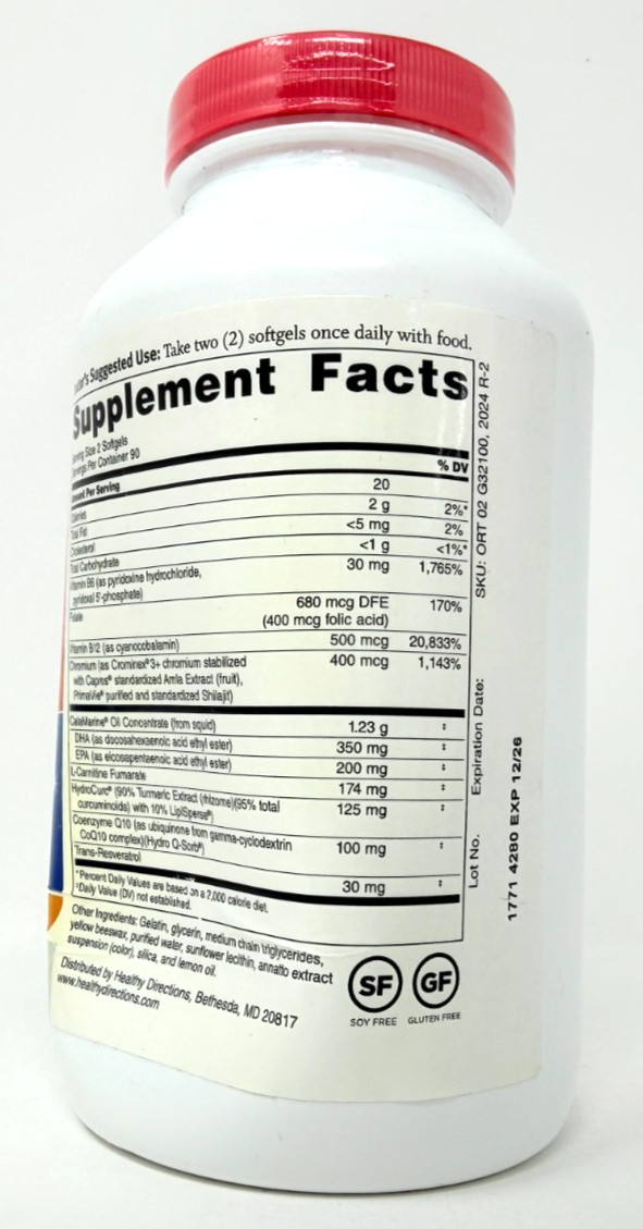 DENTED BOTTLE Dr. Sinatra Omega Q Plus MAX 180 Softgels 100mg CoQ10