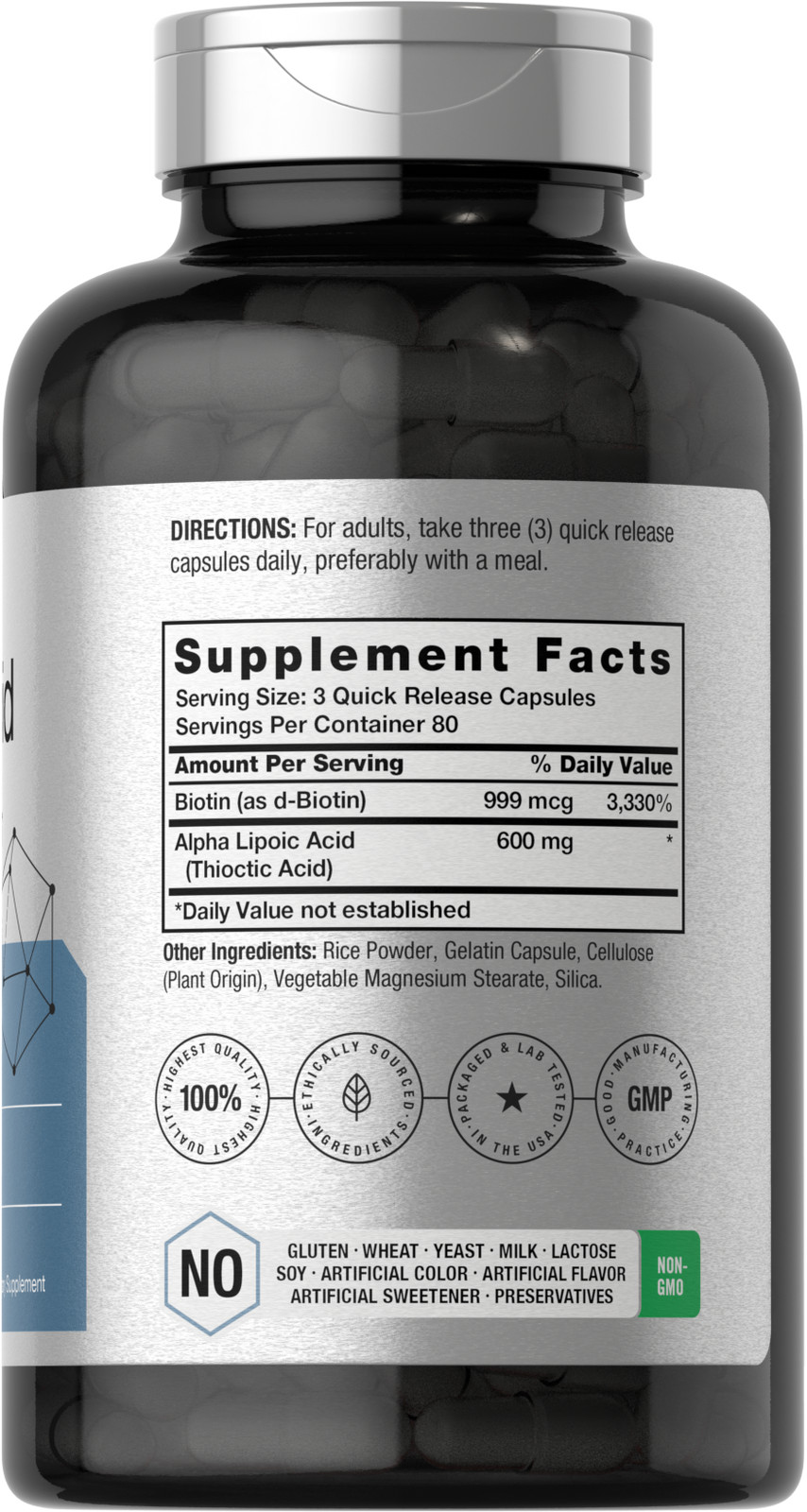 Alpha Lipoic Acid 600mg | 240 Capsules | with Biotin Optimizer | by Horbaach
