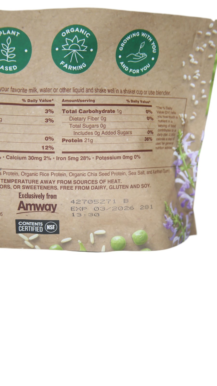 Nutrilite Organics All in One Meal Powder by Amway – Unflavored – Exp. 10/2026