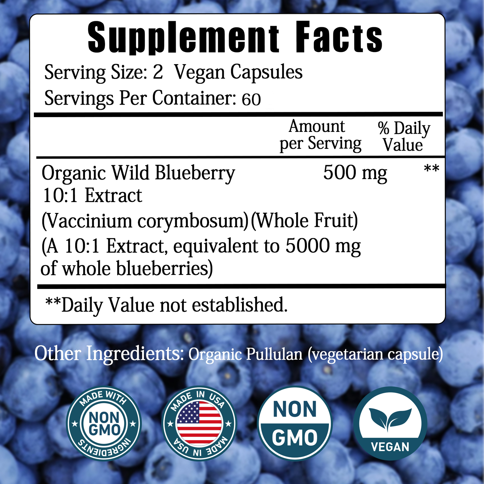 Wild Blueberry – Antioxidant, Brain Health, Boosts Vision Memory, High Strength