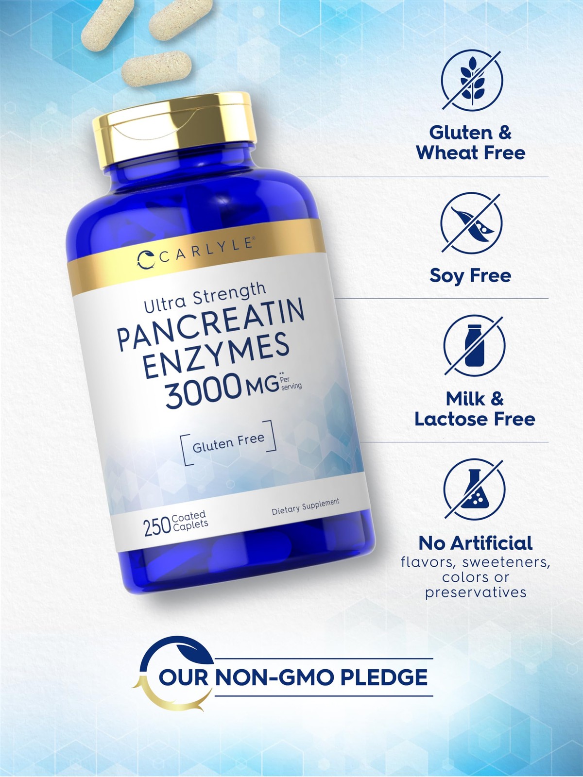 Carlyle Pancreatin Digestive Enzymes | 3000mg | 250 250 Count (Pack of 1)