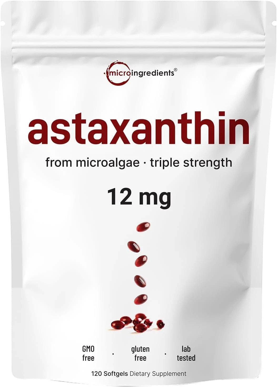 Astaxanthin 12mg,Micro Ingredients, Natural Antioxidant, Easy to Swallow
