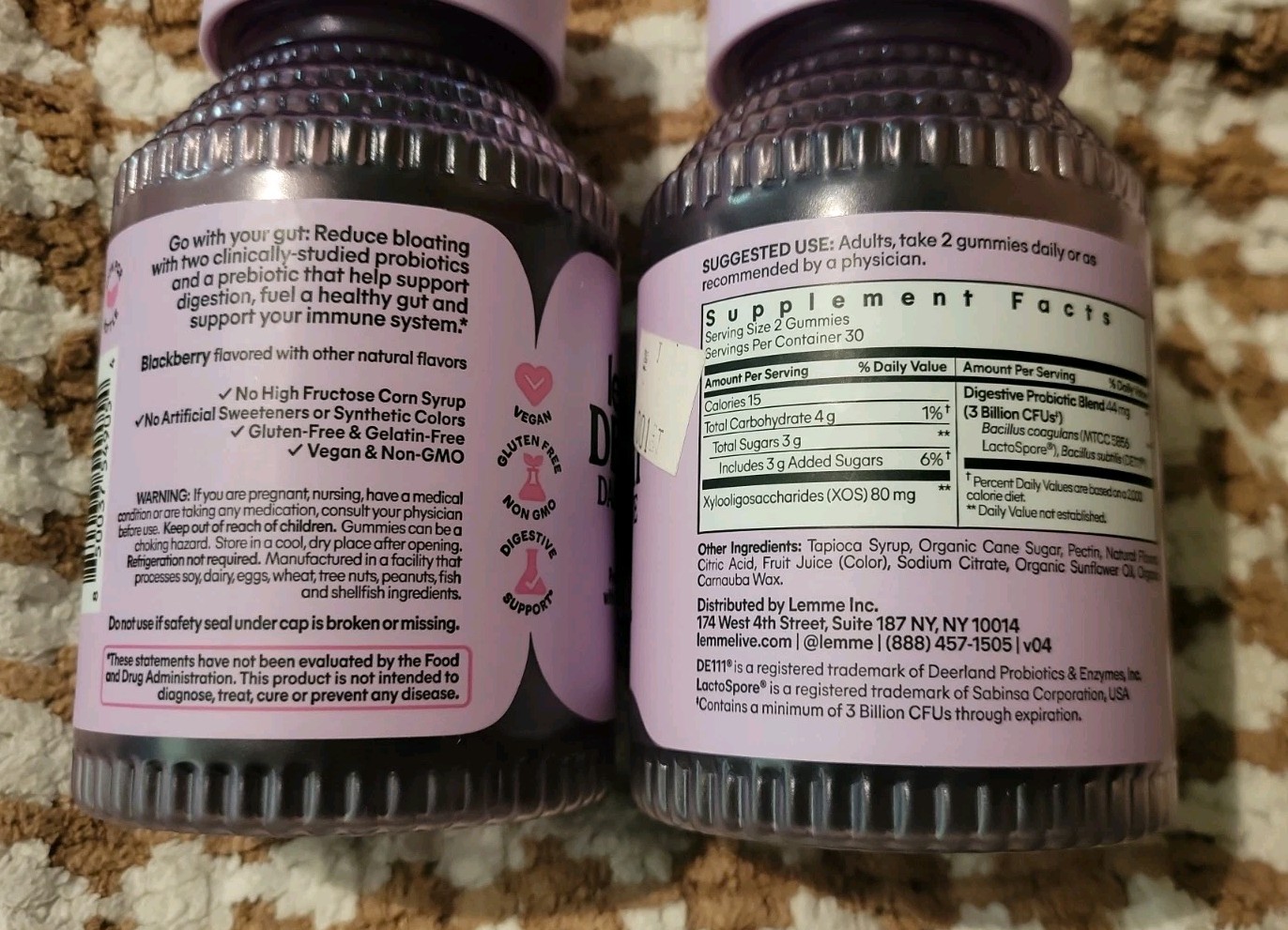 2 Lemme Debloat Daily Digestive (60 Gummies Each) ●READ DATE