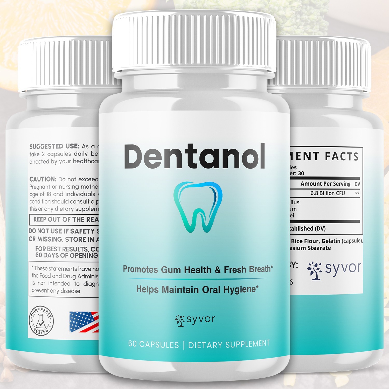 (1 Pack) Dentanol Oral Probiotic Support for Healthy Teeth & Gums 60 Capsules