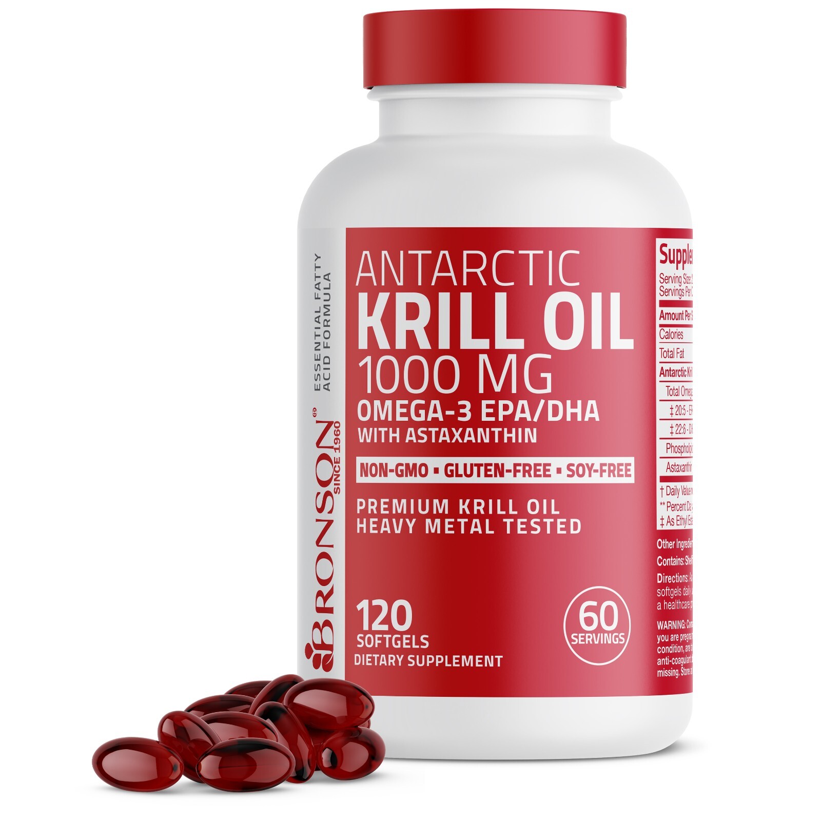 Antarctic Krill Oil 1000mg with Omega-3s EPA, DHA and Astaxanthin