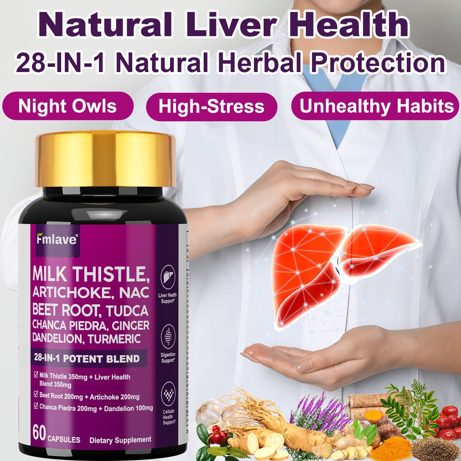 Milk Thistle (Silymarin) Extract 1400 mg liver cleanser liver detox cardio 60ct