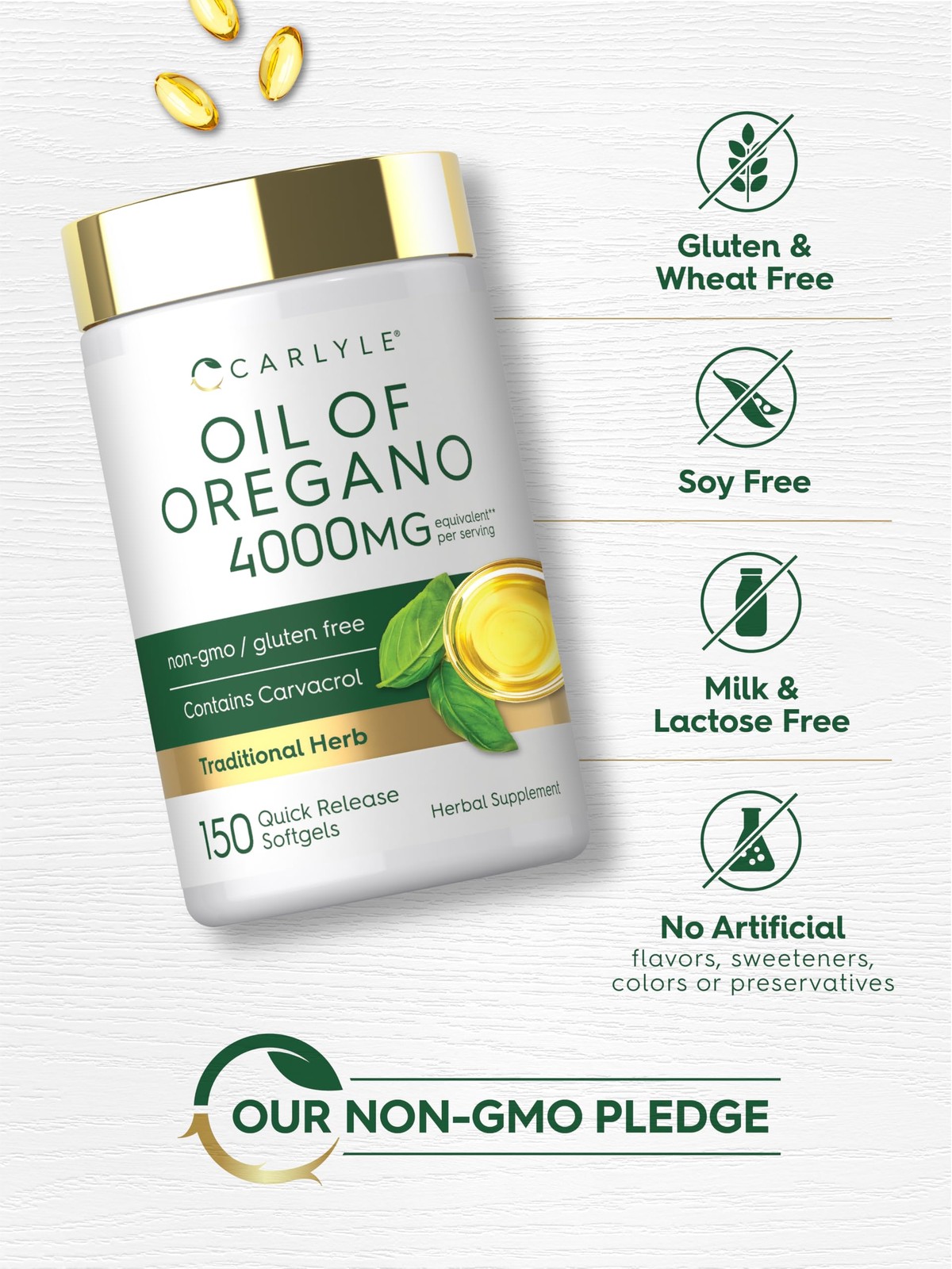 Carlyle Oregano Oil Supplement | 150 Softgel Capsules | 150 Count (Pack of 1)