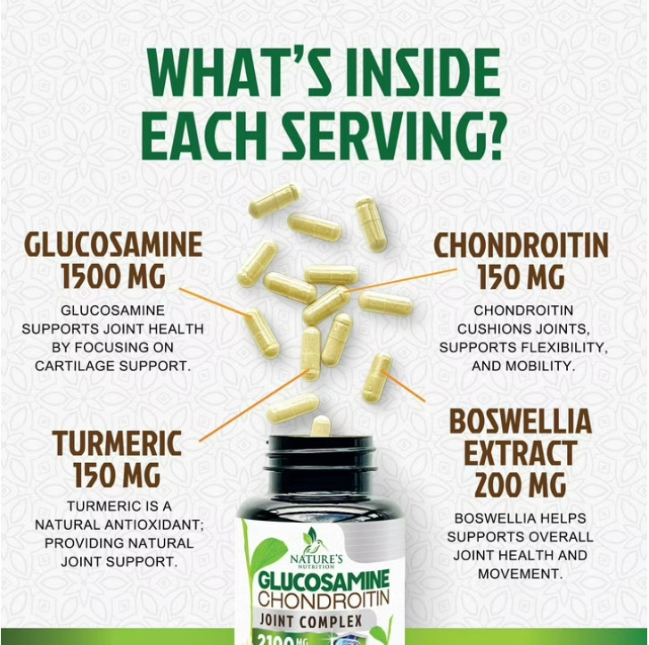(2 Pack) Glucosamine Chondroitin Turmeric MSM Triple Strength Joint Support 2100