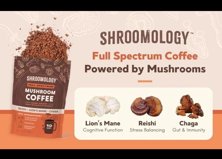 NEW Shroomology™ Full Spectrum Mushroom Coffee Dark Roast 5 Oz Non -GMO & GF