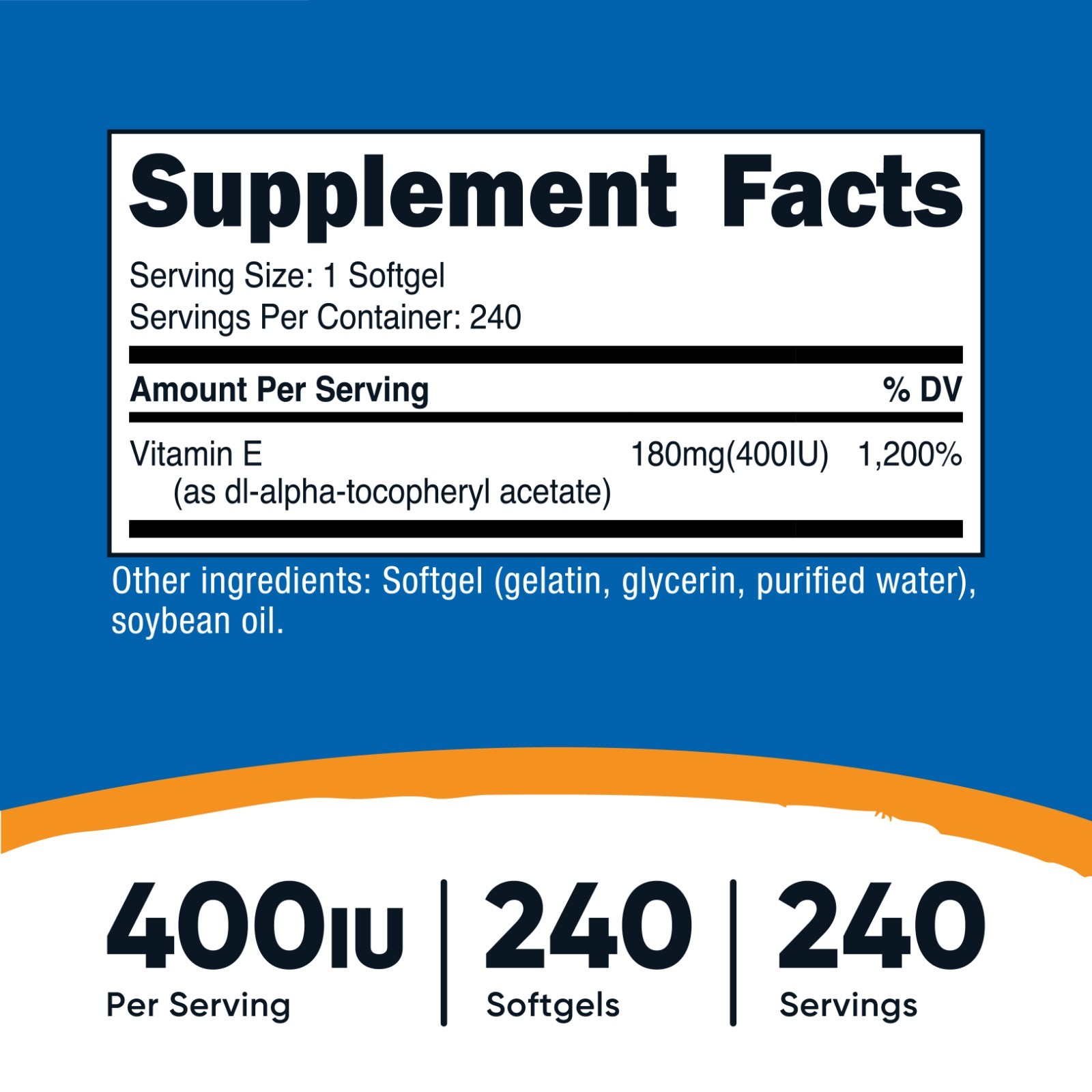Nutricost Vitamin E 400 IU – 240 Softgel Capsules
