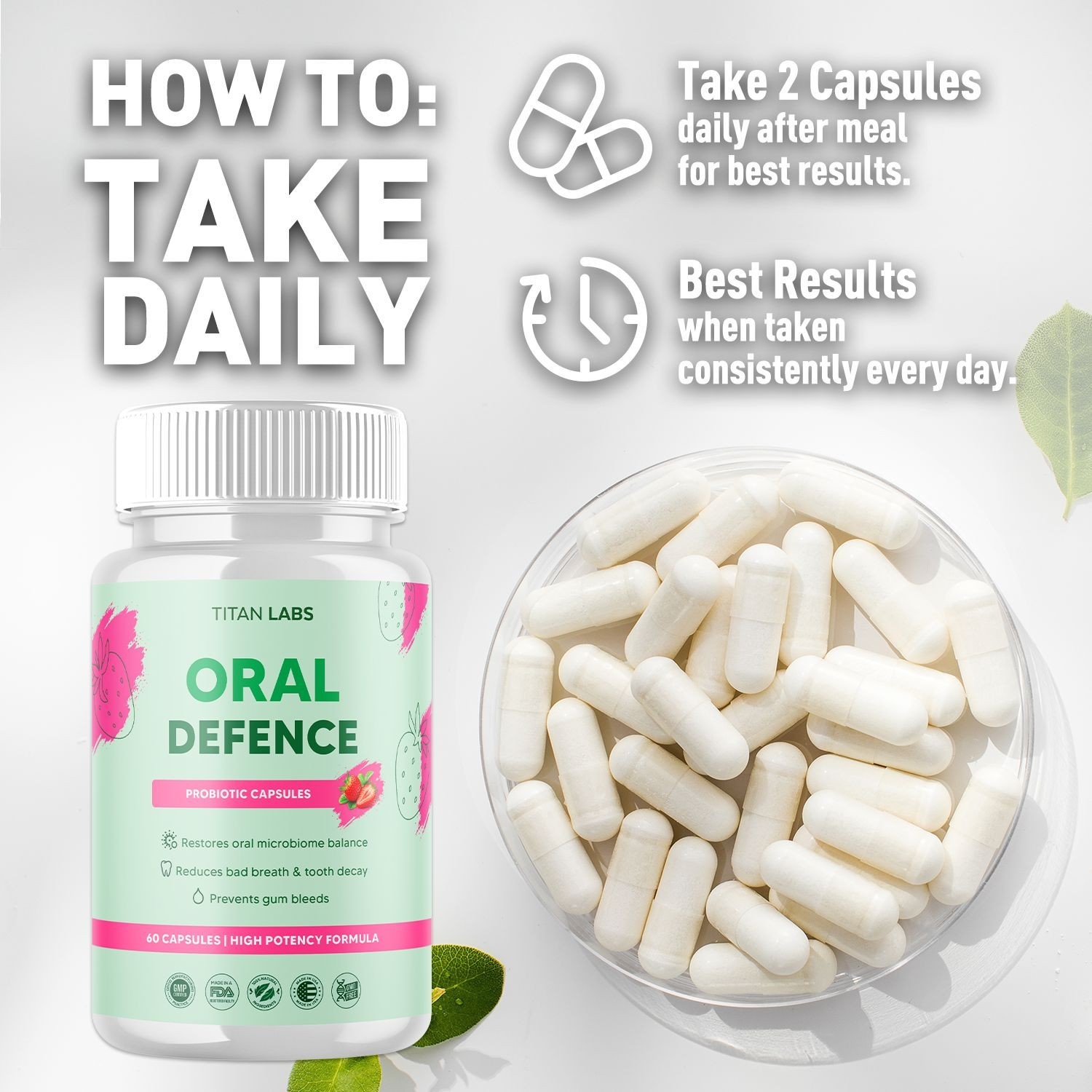 (1 Pack) Oral Defence Advanced Probiotic For Healthy Teeth & Gums 60 Capsules