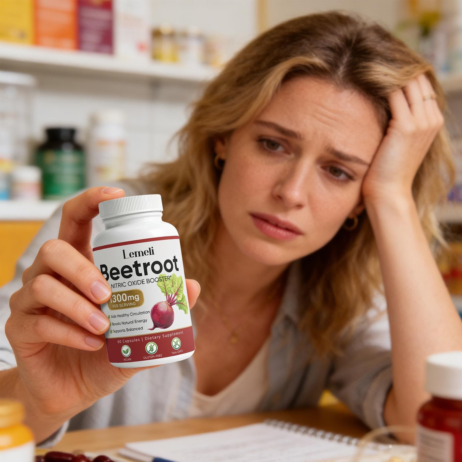 Beet Root 60 Vegan Capsules, 1300 Mg Per Serving, Non-GMO & Gluten Free