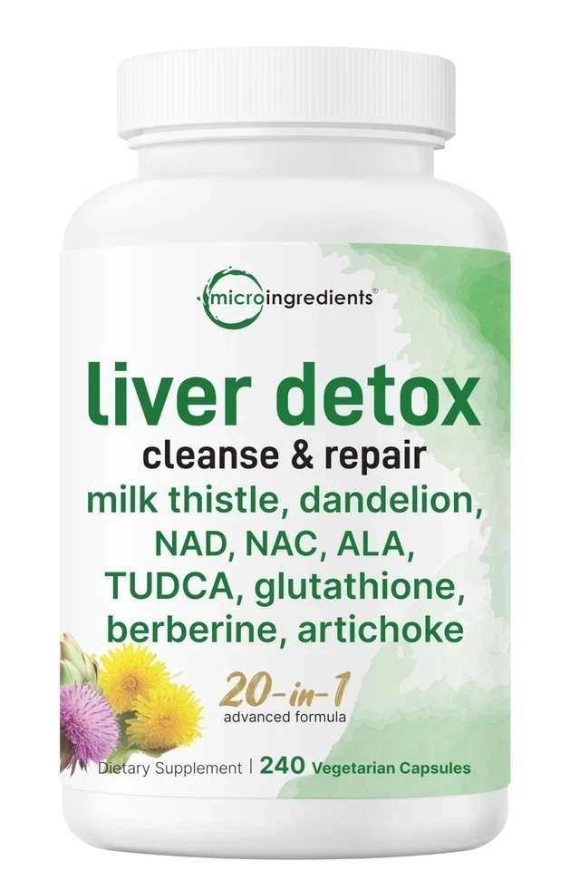 Liver Detox 240 Veggie Capsules 20-in-1 Advanced Complex Liver Cleanse & Repair