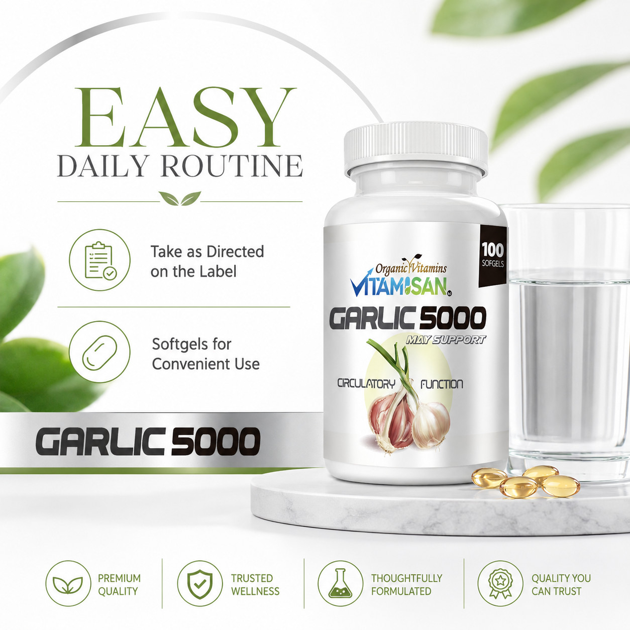 2 Garlic Fresh Extract 5000 mg Cholesterol Health supp 200 Antioxidant Pills gel