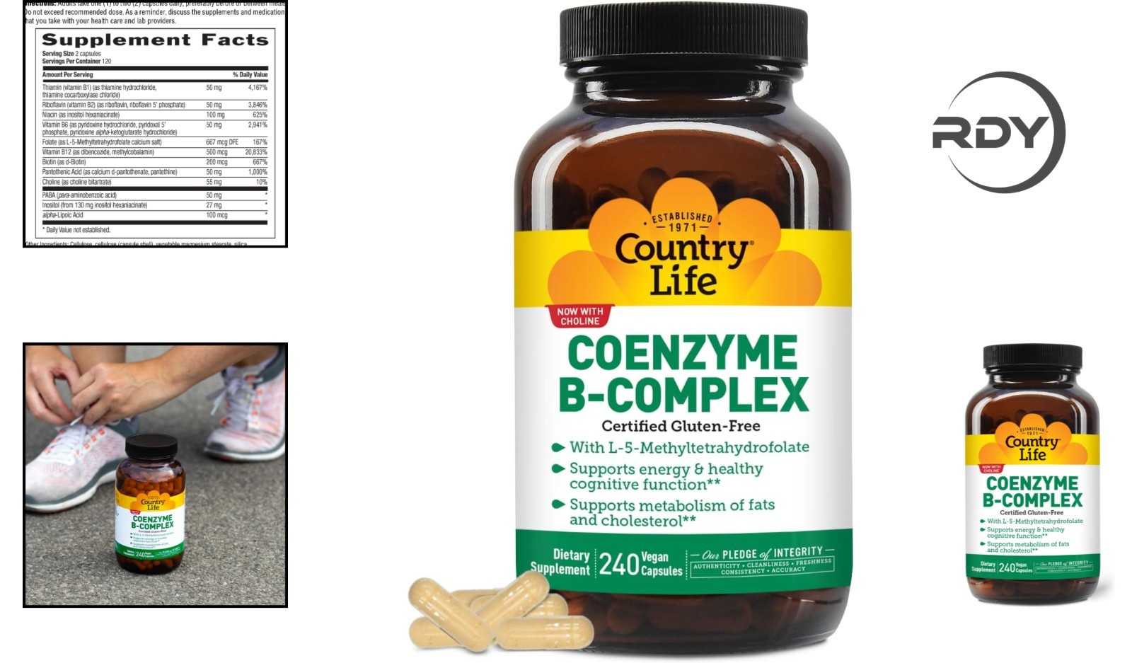 Easy-to-Swallow Coenzyme B-Complex – 240 Capsules for Energy & Cognitive Health