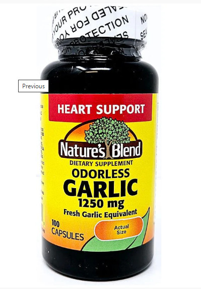 Nature’s Blend Odorless Garlic Capsules 1250 mg 100 Ct