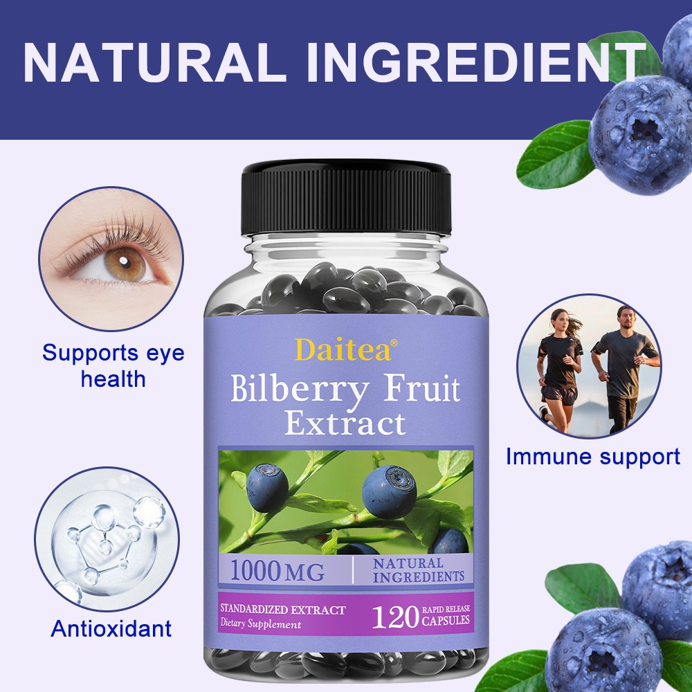 Bilberry Extract Capsules 1000mg | 30/60/120 Count | Supports Eye Health