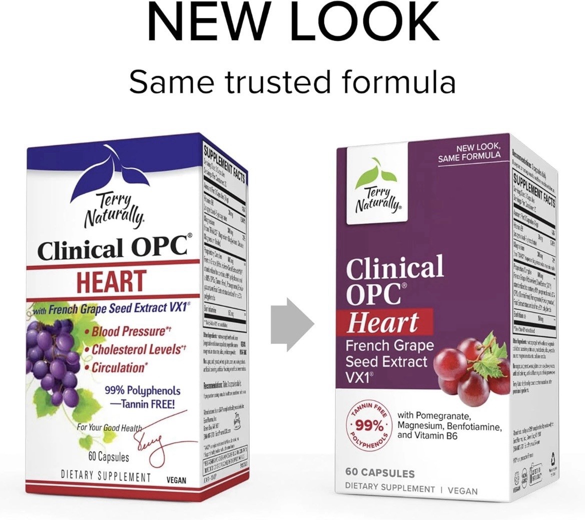 Terry Naturally Clinical OPC Heart – 60 Vegan Capsules (New/Sealed)