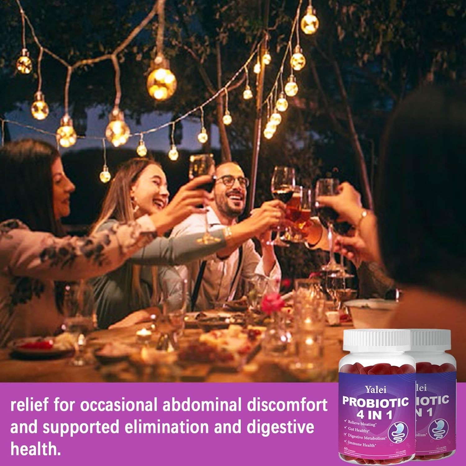 Probiotic Kombucha Gummies | Sugar Free | Probiotics Fiber Supplement for Unisex