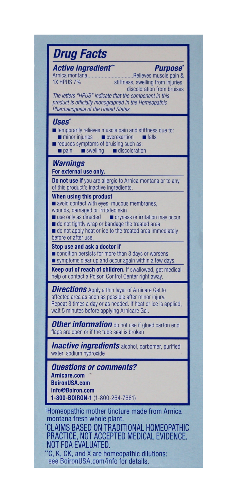 6 Pack of Boiron Arnicare Gel 2.6 oz