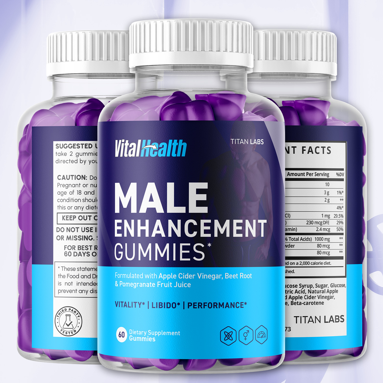 (1 Pack) VitalHealth Gummys Male Health Support Vitamin Vital Health 60 Gummies