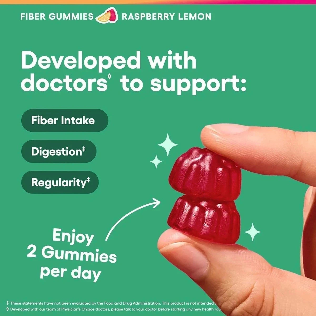 Physician’S Choice Fiber Gummies for Digestive Health & Regularity – Raspberry L