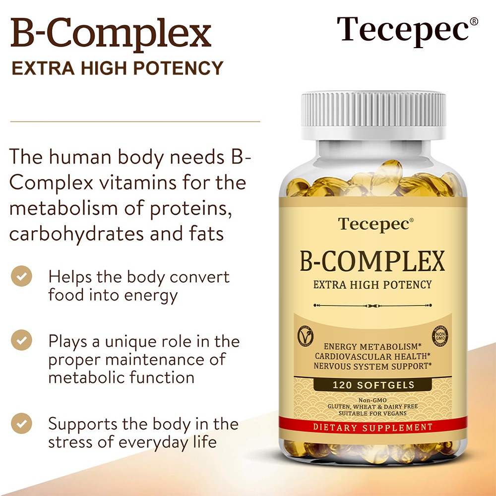 High Potency B Complex Maintain Cardiovascular Nervous Health 30/60/120 Capsules