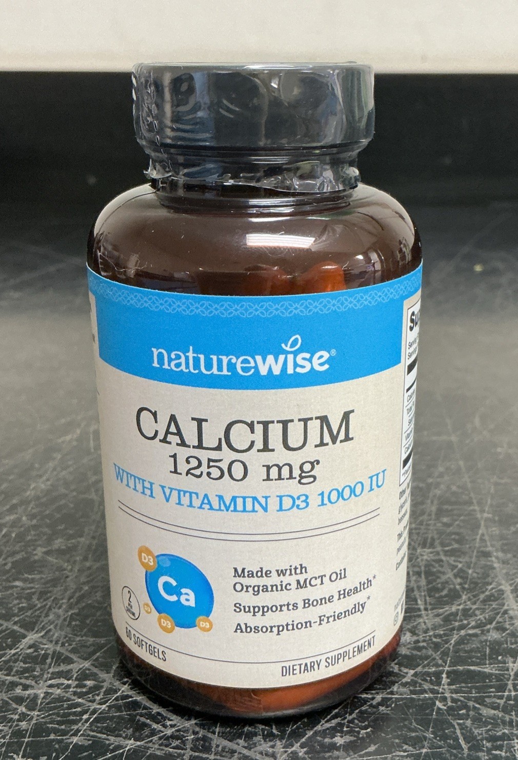 Naturewise Calcium 1250mg with Vitamin D3 1000 IU 60 Softgels