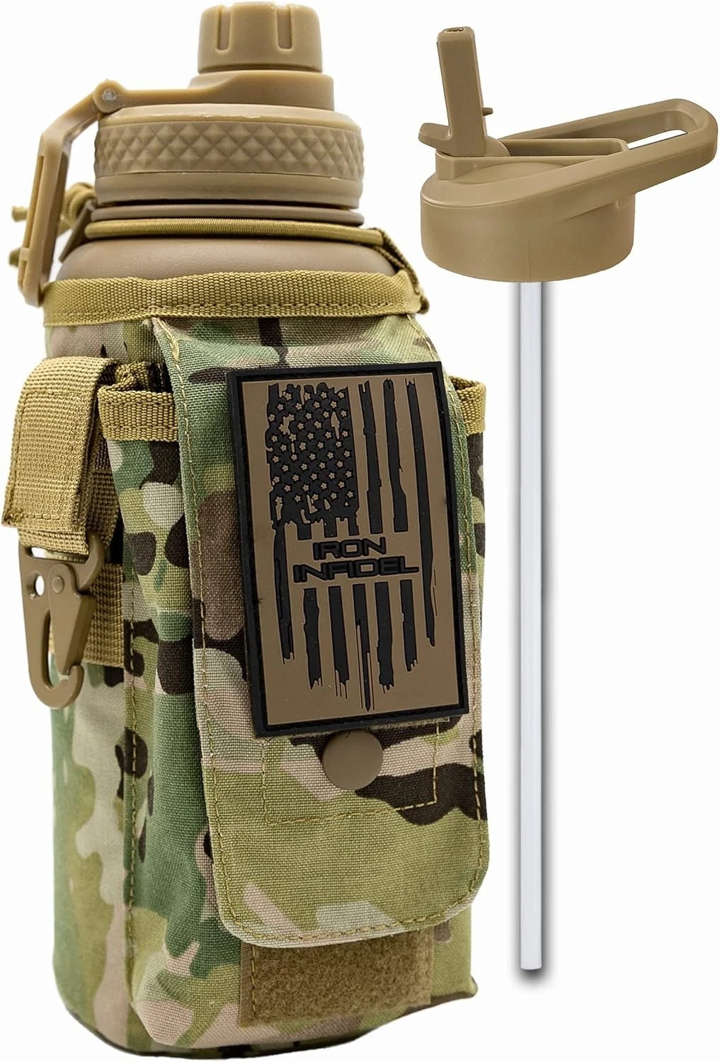 Iron Infidel Battle Bottle – 32 Oz Insulated Water 32 Ounces, 32oz – Camo OCP