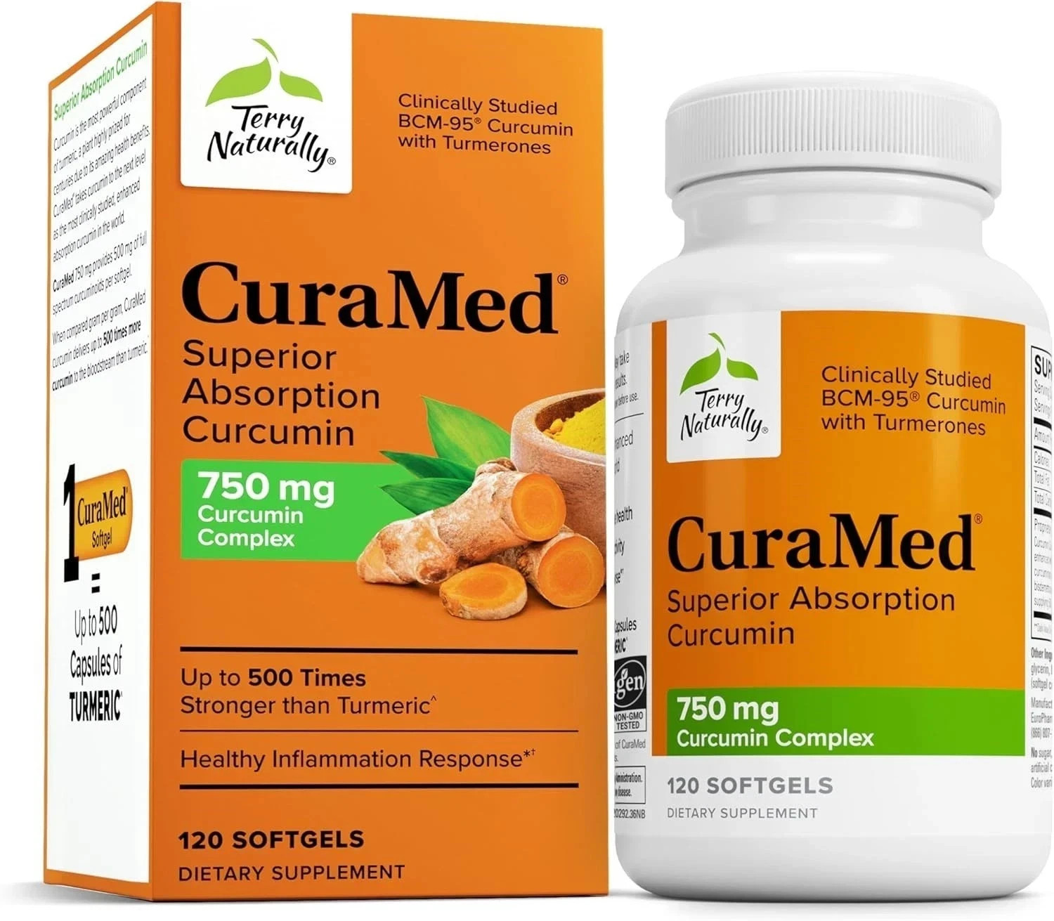 Terry Naturally CuraMed 750 mg – Antioxidant Supplement Curcumin 120 Softgels