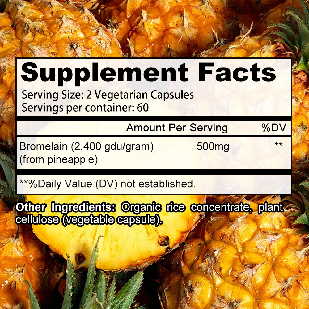 2400 GDU Bromelain 30/60/120Capsule 500mg Pineapple Digestive Supplement Pill