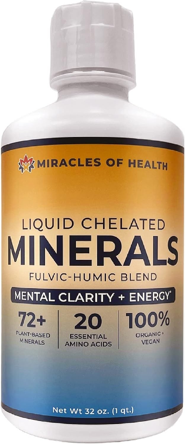 Organic Fulvic Humic Liquid Mineral Blend – 72+ Plant-Based Nutrients, 32 fl oz