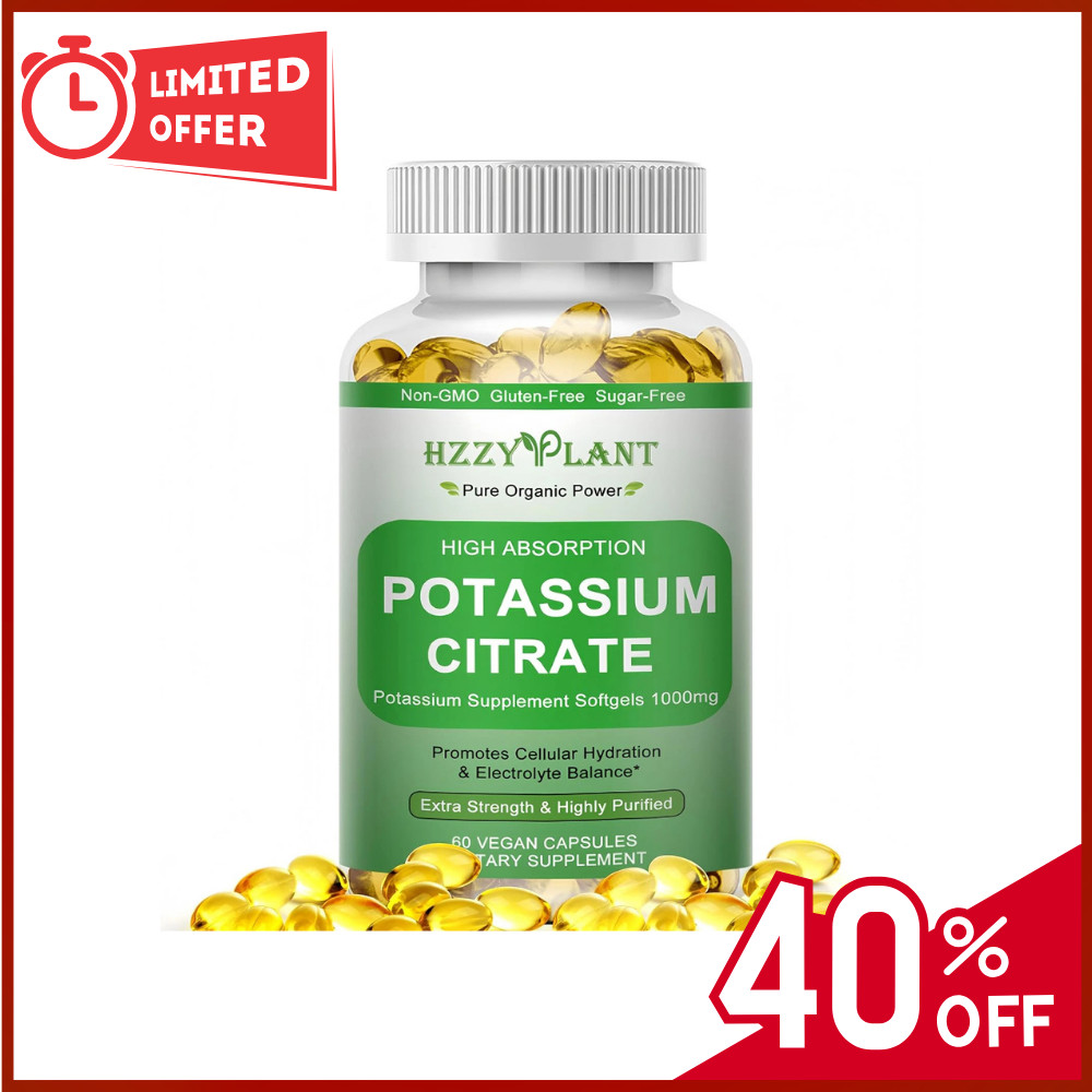 Potassium Supplement Softgels, High Absorption Potassium Citrate 1000Mg for Musc