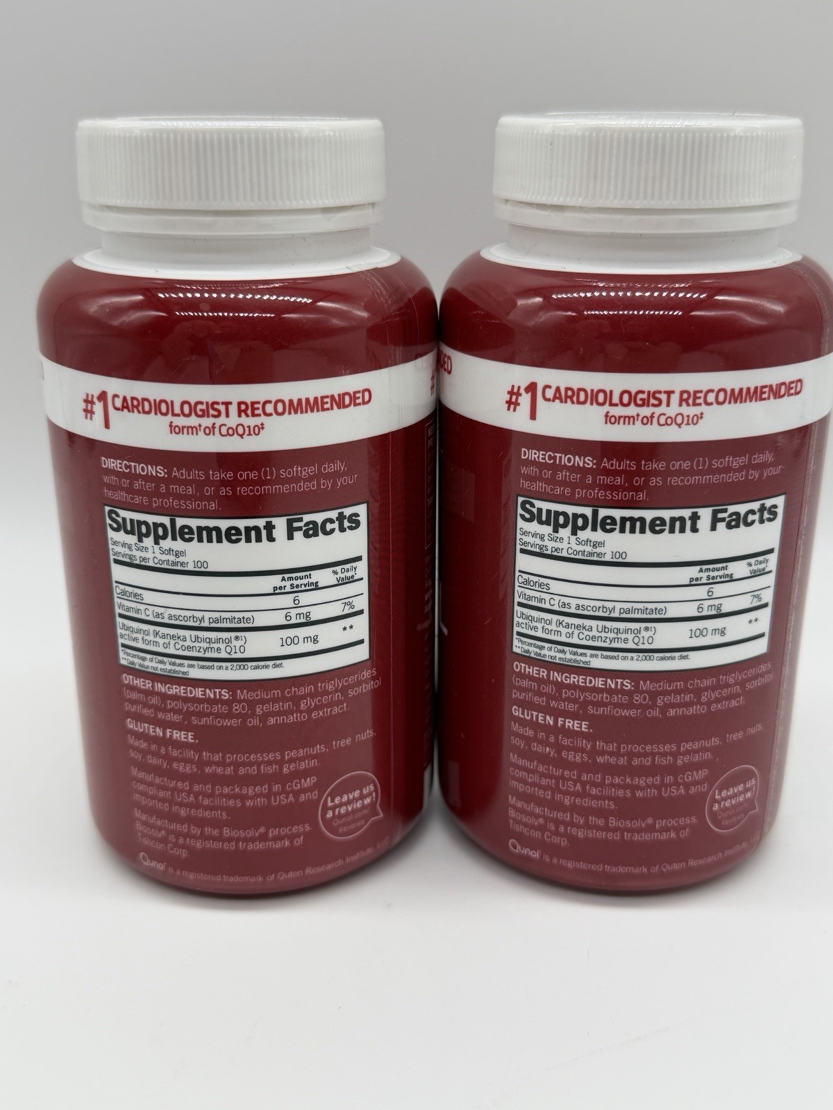 (2) Qunol Mega Ubiquinol 100mg CoQ10 Superior Absorption 100 Softgels Exp 6/2027