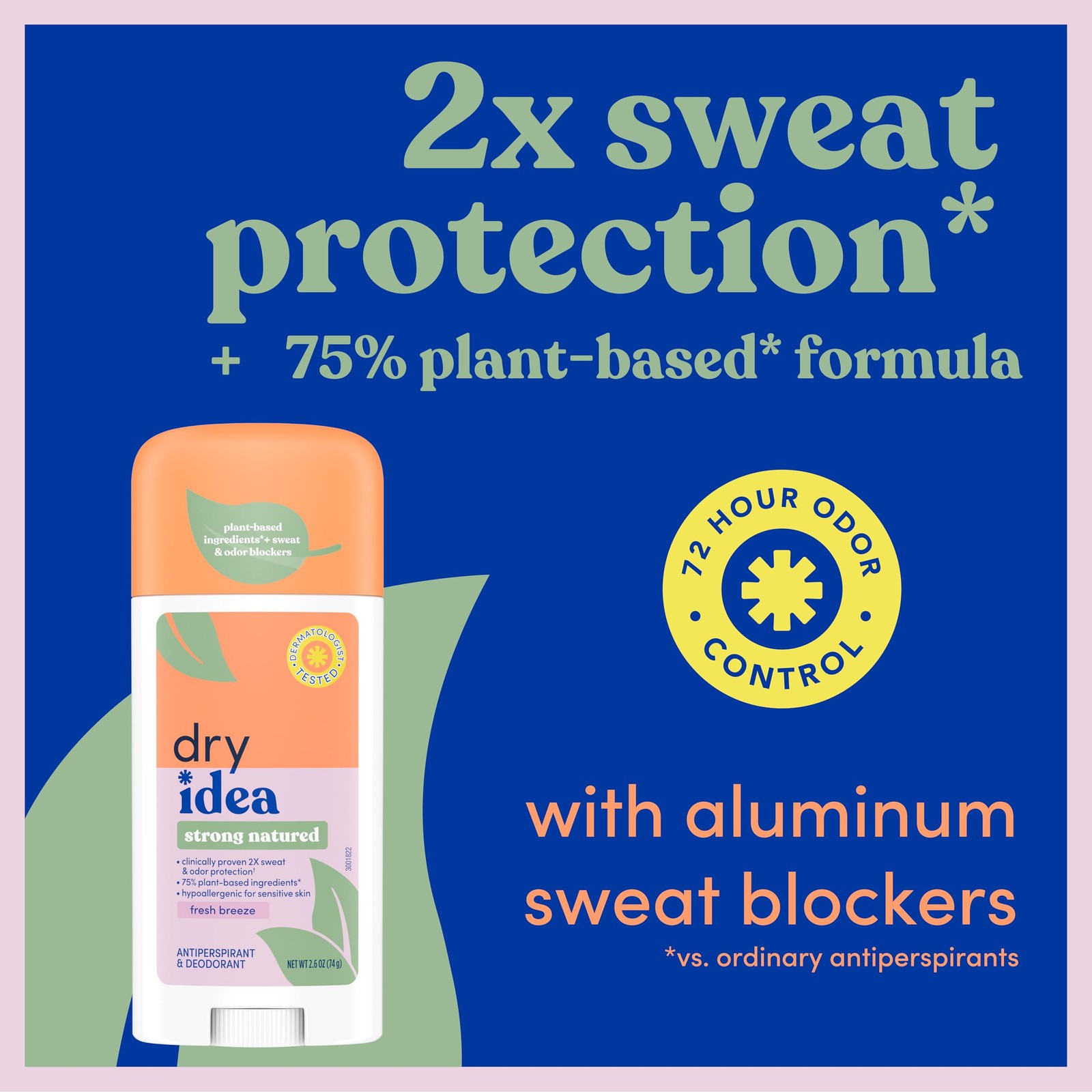 Dry Idea Plant Based Antiperspirant with Aluminum Sweat 2.6 Ounce (Pack of 1)