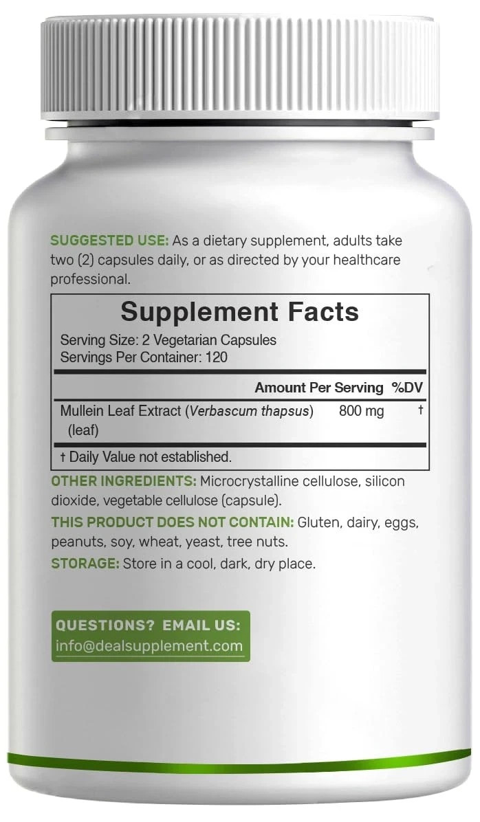 Mullein Leaf Extract 20,000m , 240 Veggie Capsuleses – 4 240 Count (Pack of 1)
