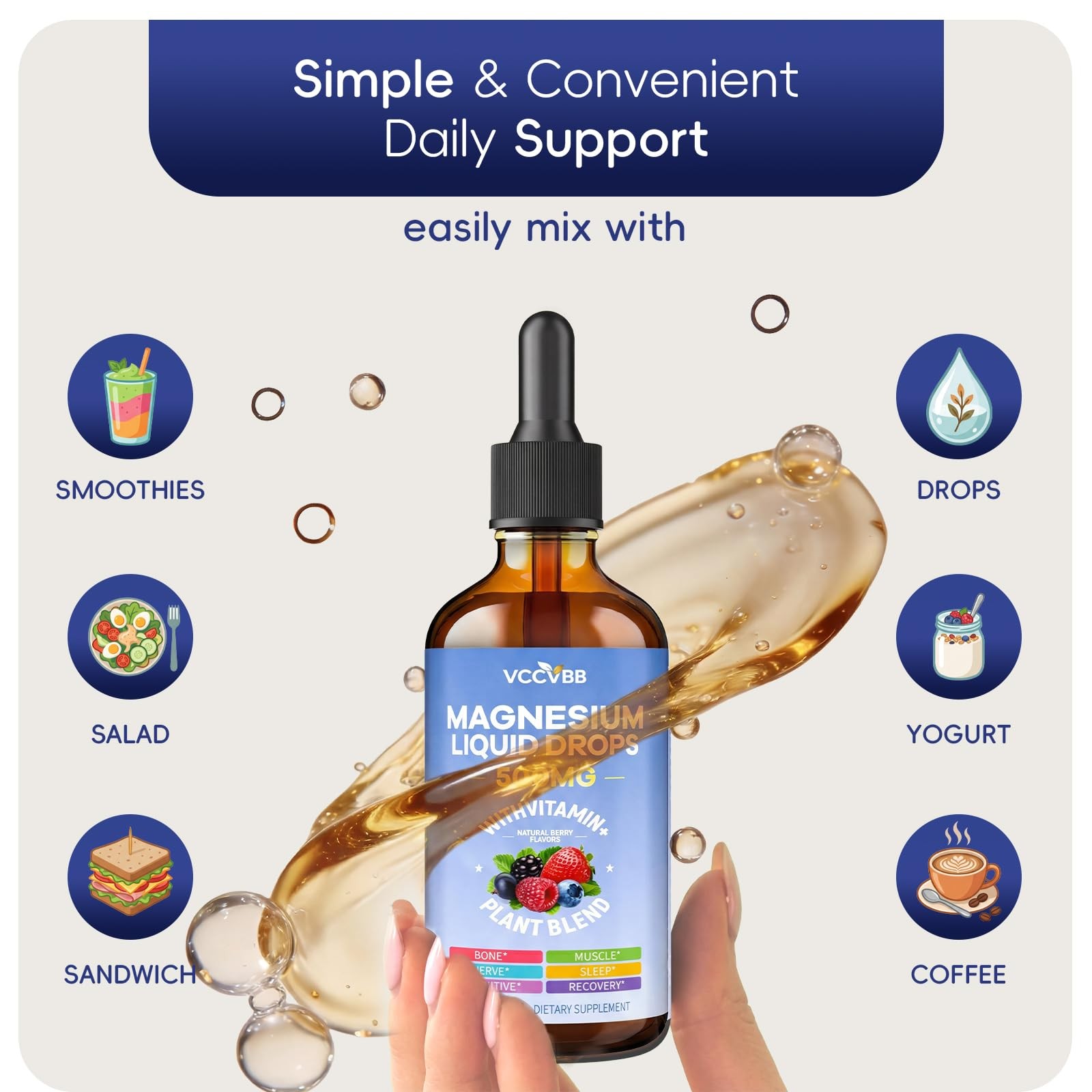 Magnesium Glycinate Liquid Drops, Complex with 2 Fl Oz (Pack of 1)