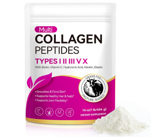 Multi Collagen Peptides Powder Types I II III V X Biotin Vit C Hyaluronic Acid 1
