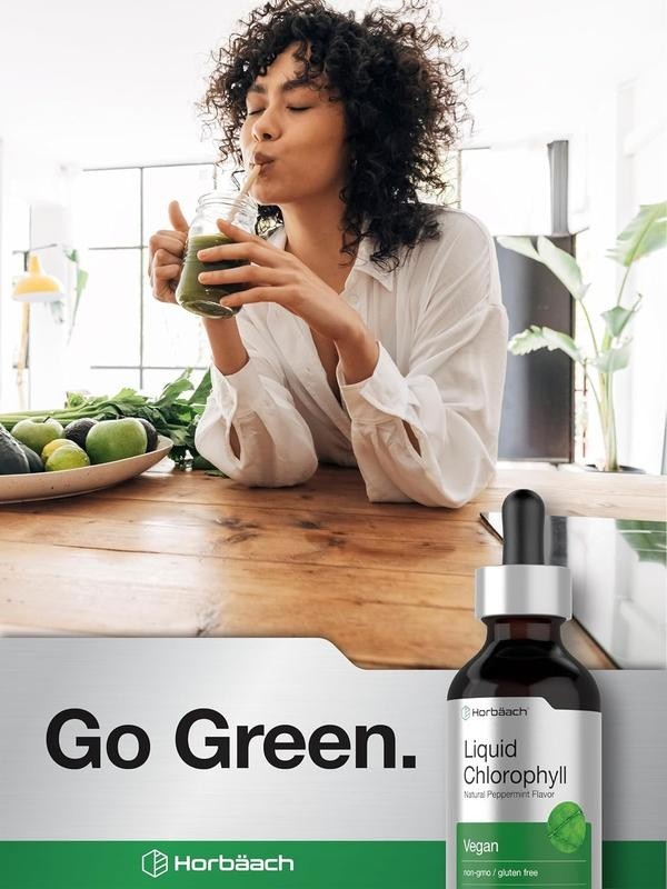 Non-GMO, Liquid Chlorophyll Drops 2 oz by Horbaach, Natural Peppermint Flavor